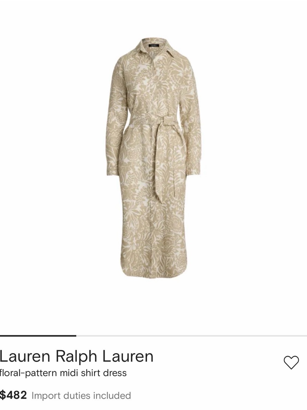100% Linen Lauren Ralph Lauren Beige Floral Button-Front Shirt Dress Size 8 - Picture 6 of 11